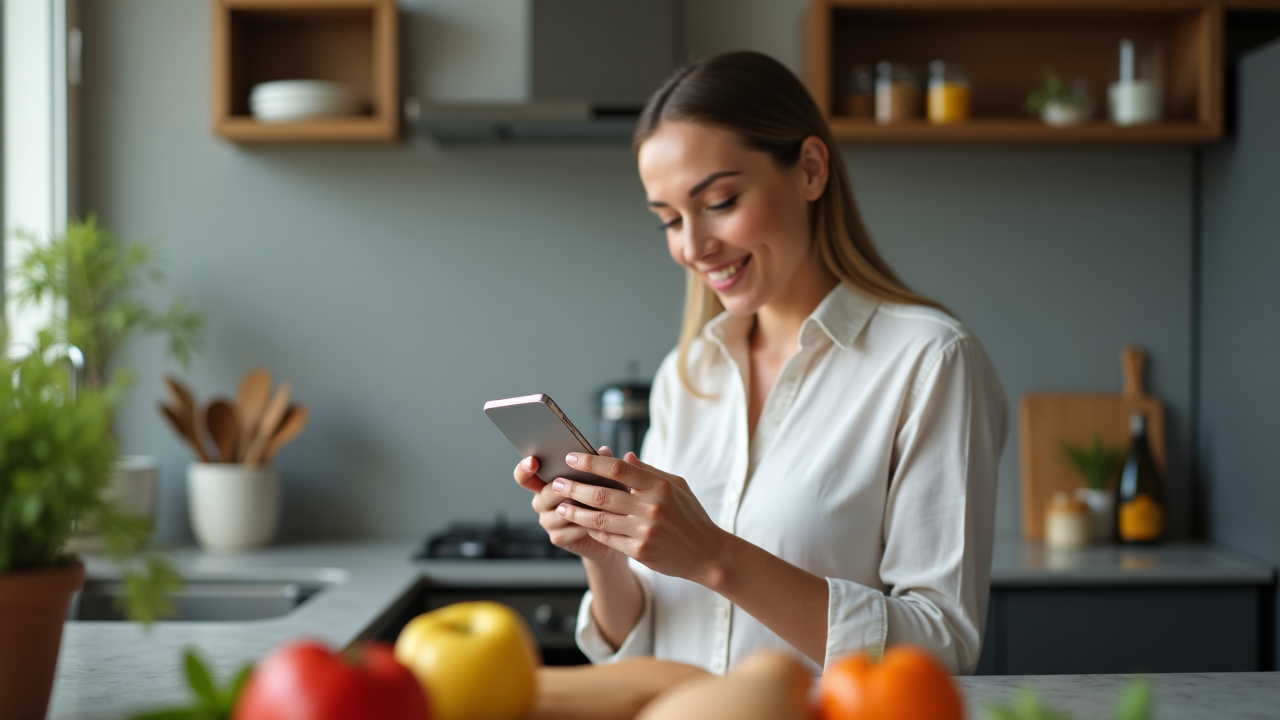 Persona che utilizza assistente vocale su smartphone