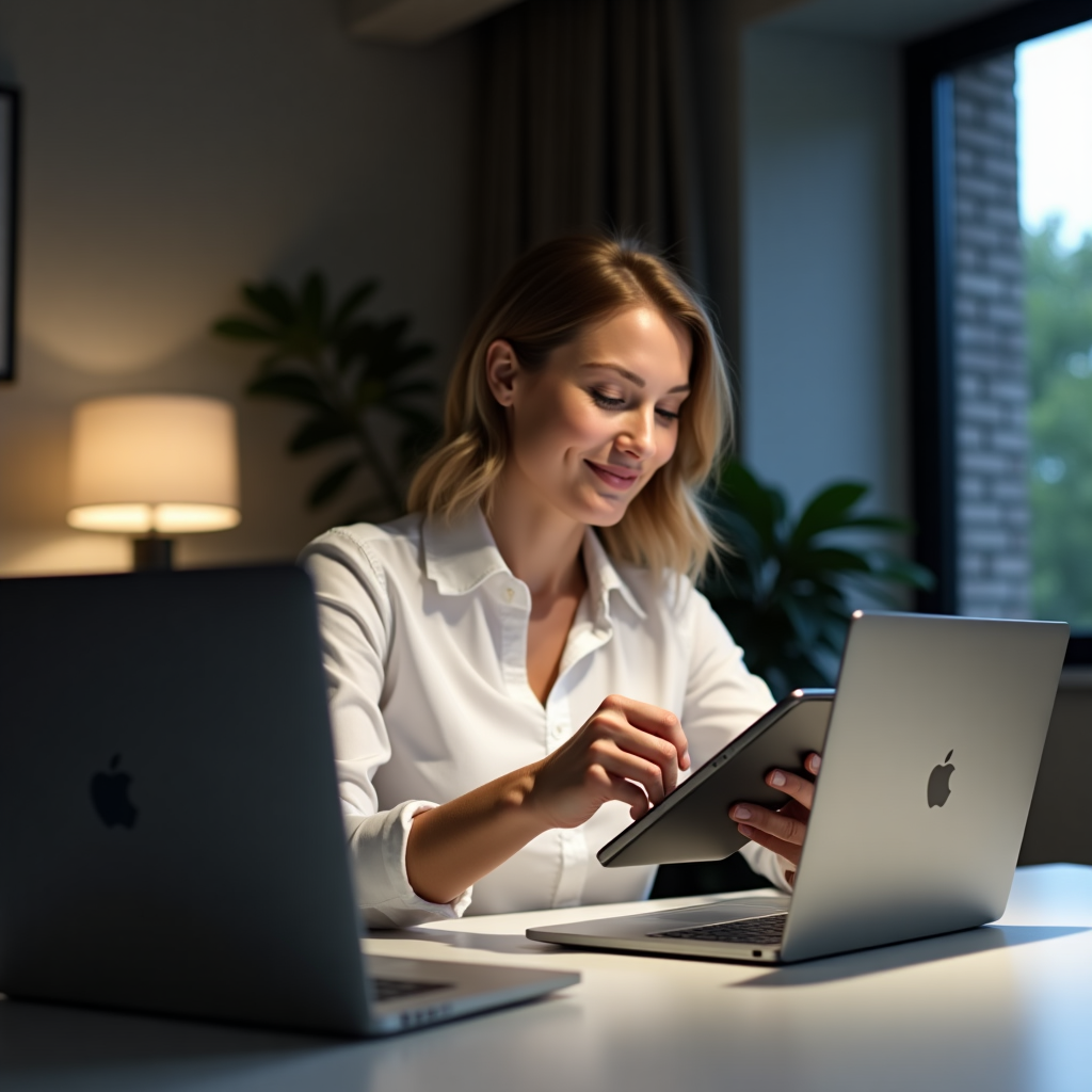 Professionista che lavora con dispositivi mobili